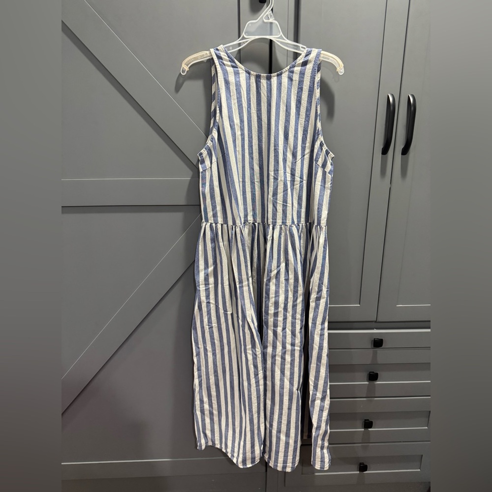 next Blue and White Striped Sleeveless Dress